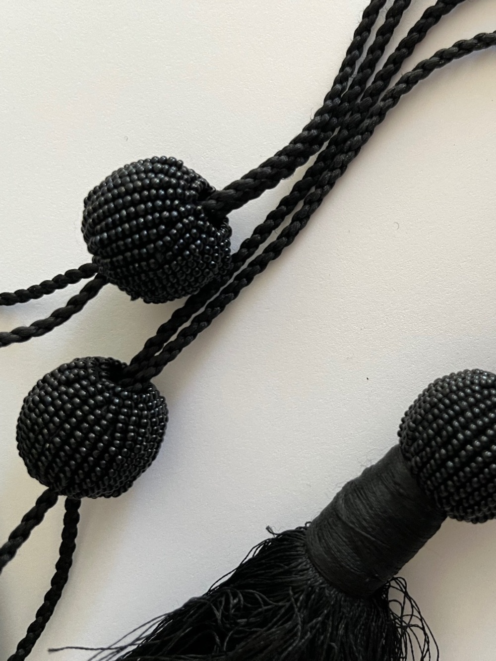 Vintage Black Beaded Evening Bag with Tassel Strap size 5,3x5,0 in - Picture 7 of 8